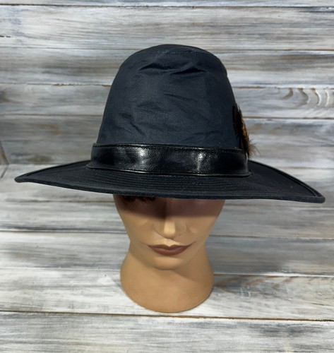 Barbour D596 Wax Unisex Hat With Feathers Made In England Size S Navy - Picture 3 of 24