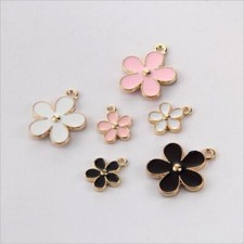 Daisy Flower Enamel Charms - Drop Oil Pendants DIY Jewelry Making Findings 10pcs