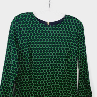 emerald green polka dot dress Michael Kors & Navy Blue LS Sheath Polka-dot __label:Final Sale