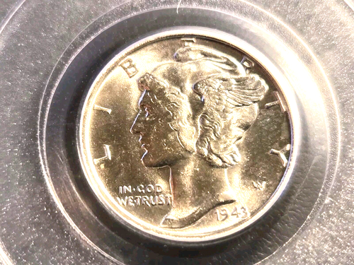 PCGS 1943 MS 66 Mercury Dime Blast White.