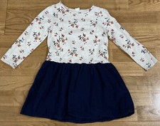 Girl's Gap Ivory  Navy Floral Dress Size 5 EUC