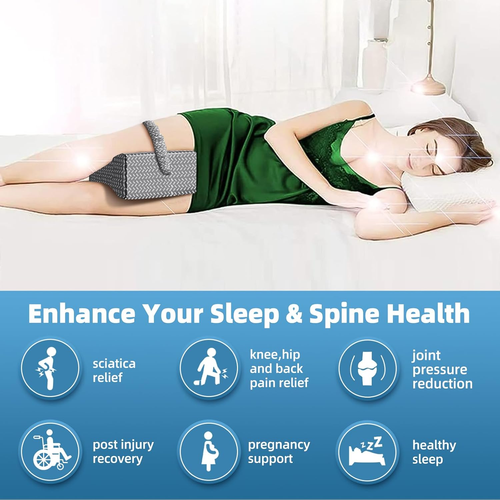 Memory Foam Knee Leg Pillow for Side Sleepers Knee & Hip Pain Relief with Strap - Picture 5 of 12