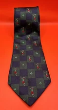 100% Pure Silk  Blue Checkered Golf Vtg Patrick Francis Ireland NeckTie EUC