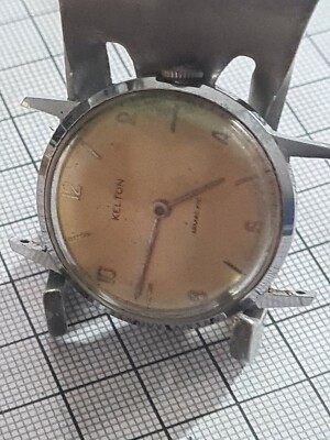 Montre Mécanique Vintage Kelton Des Années 80 - Boîtier Argenté Chromé, Mouvement Manuel Ne Fonctionne Pas