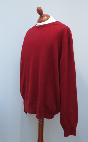 Mens Johnstons Of Elgin For Garcia 100% Cashmere Burgundy Crew Neck Jumper 48" - Picture 6 of 10