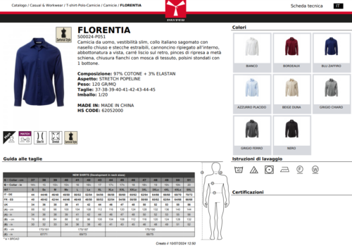 Payper FLORENTIA Camicia Da Uomo Slim Manica Lunga Collo Italiano Bottone Polsi - Foto 2 di 10