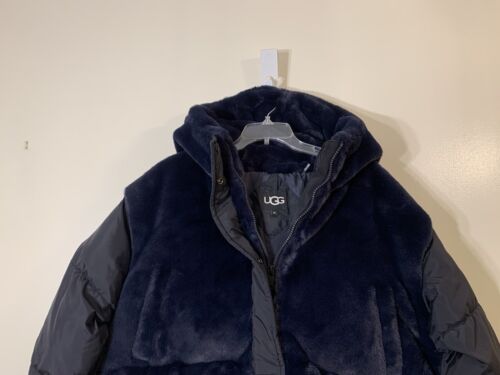 Ugg Keeley Convertible 2-in-1 faux fur puffer jacket black navy NWT size XL $428 - Picture 2 of 9