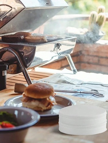 100 hojas de papel antiadherentes para hamburguesas prensa de hamburguesas papel de aceite para hornear galletas Reino Unido - Imagen 2 de 10