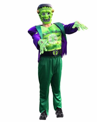 Niños Halloween Frankenstein Monstruo Elegante Vestido Disfraz Iluminar Músculo Pecho - Imagen 1 de 2