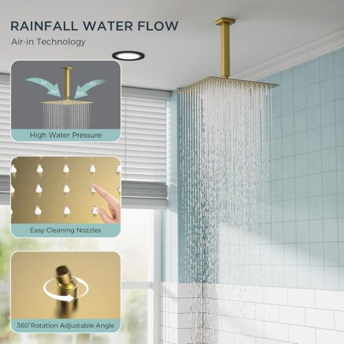Shower Head System 10 inch Rain Shower Faucet Set with Handheld Spray Combo - Picture 4 of 18