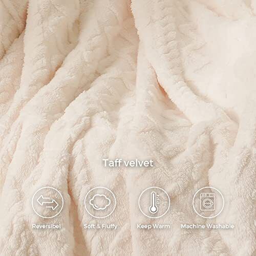 Sherpa Fleece Throw Blanket - Soft Fluffy Warm Cozy Plush Fuzzy 30"x40" White - Picture 3 of 7