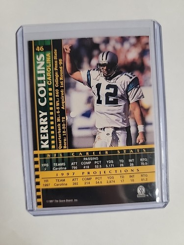 1997 Score Board Players Club Multi-Sport Card #46 Kerry Collins Mint Shape Card - Picture 2 of 2