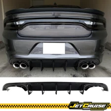 Fits 15-23 Dodge Charger V1 Quad Exhaust Rear Diffuser Lip 2PCS Gloss Black