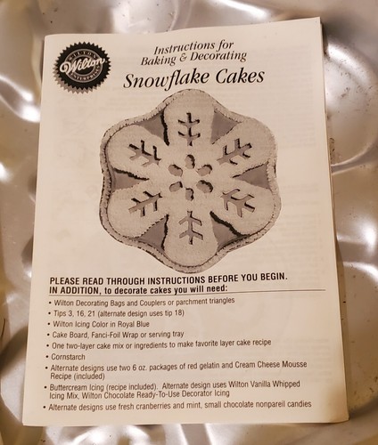 Rare Vintage Snowflake Cake Pan Wilton # 2105-2067 Snow Flake 2002 Baking Mold - Picture 3 of 3