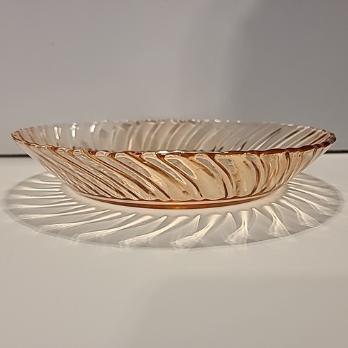 5 Pc Set Arcoroc France Pink Rosaline Swirl Glass Plates bowls 8" Depression - Picture 3 of 5