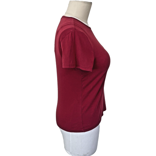 Ralph Lauren - Women's Brick Red Short Sleeve Softspun Cotton Spandex Tee Shirt - Picture 3 of 9