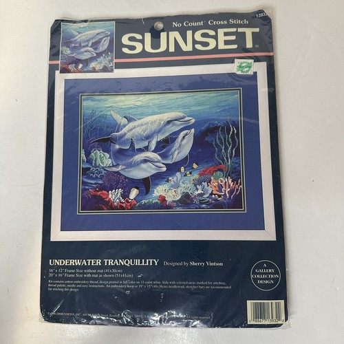 Dimensions Sunset Underwater Tranquility Dolphins No Count Cross Stitch #13932 - Bild 2 von 3