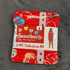 Sweethearts Pajamas Set Valentines Day 2-PC Red Candies Girls Size 4 NWT
