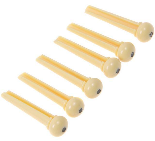 CREAM ACOUSTIC GUITAR BRIDGE PINS PEGS SET OF 6 CREAM WITH BLACK DOT CREAM ACOUSTIC GUITAR BRIDGE PINS PEGS SET OF 6 CREAM WITH BLACK DOT