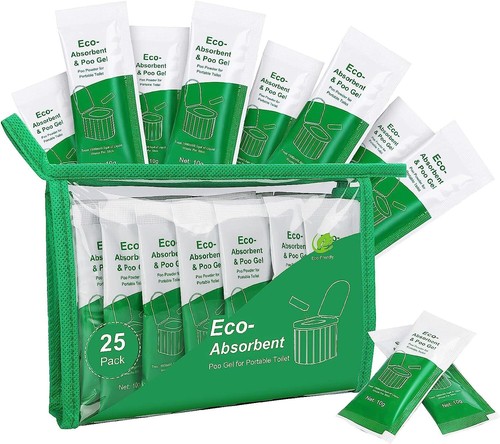 25Pk 1 Gal.Portable Toilet Poo Powder Gel for Camping Absorbent WasteTreatment - Picture 2 of 12