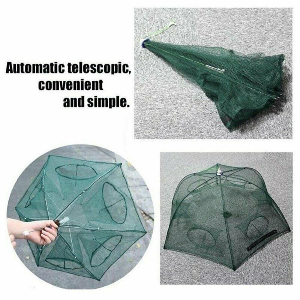 Foldable Magic Fishing Trap Nylon Mesh 4/6/8/12/16 Holes Fish Net Outdoor - Picture 3 of 17