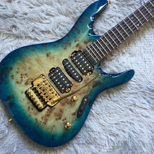 Chitarra elettrica HSH Pickups Gold Hardware Burl Veneer Abalone Fret Intarsio - Foto 4 di 8