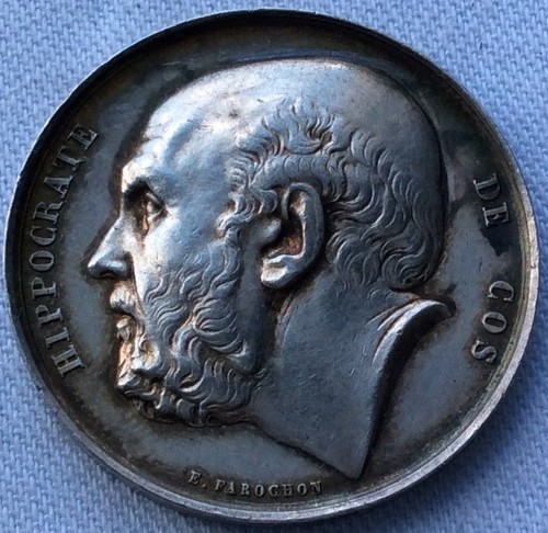  MEDAILLE HIPPOCRATE DE COS  EN ARGENT MASSIF  PAR E.FAROCHON - Picture 1 of 3