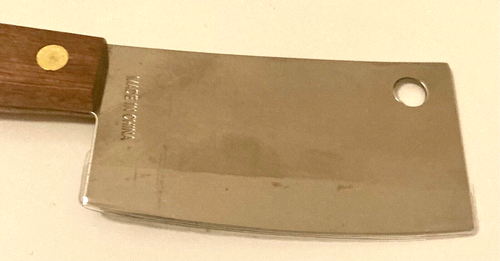 Mini 6 1/2" Stainless Steel/ Wooden Handle Meat Cleaver w/Plastic Cover - Picture 3 of 3