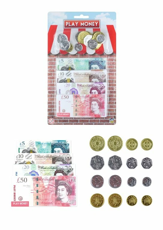 PLAY KIDS MONEY Toy Cash Pretend Coins Notes Fake Role Childrens Shops  Pound UK EUR 6,13 - PicClick IT