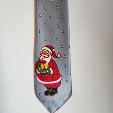 Santa Claus Christmas Neck Tie with a Satin Finish