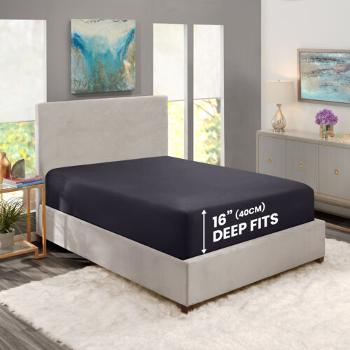 Fitted sheet Full Size 16” Deep Pocket Easy Care Breathable Elastic Bed Sheets - Picture 63 of 92