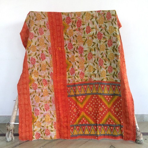 Indian Bedding Vintage Throw Bedspread Coverlet Blanket Reversible Kantha Quilt - Picture 14 of 35