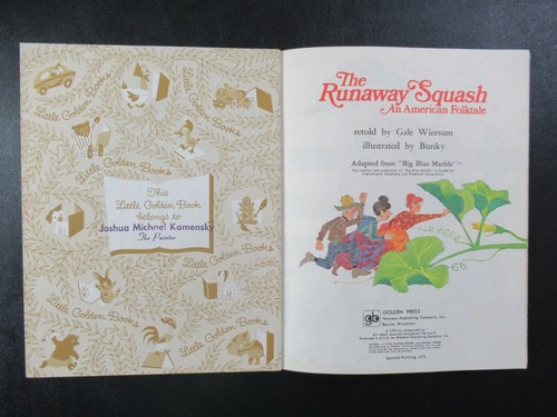 Vintage Little Golden Book The Runaway Squash An American Folktale LGB 1976 - Picture 2 of 6