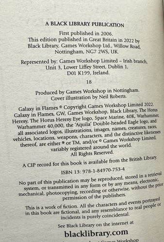 Black Library - GALAXY IN FLAMES (Horus Heresy) - Softcover - Ben Counter - NEW - Imagen 4 de 4