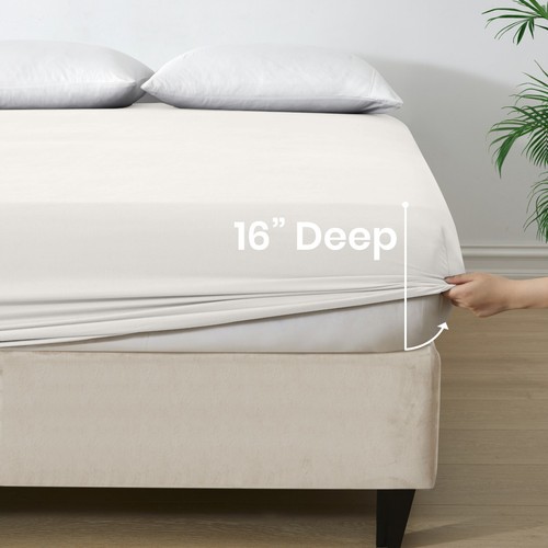 16” Deep Pocket Fitted Sheet Ultra Soft Elastic Corners Bed Sheets  King Size US - Picture 50 of 98