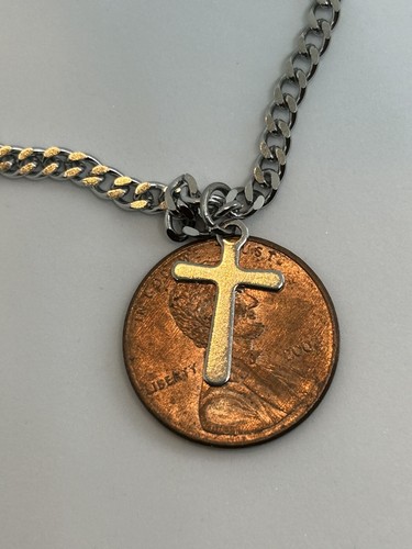 Mens Stainless Steel Necklace Cross Pendant 20” Tiny Cross Necklace - Picture 3 of 6
