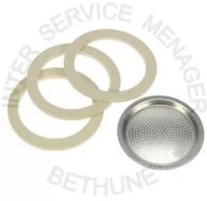 LOT 3 JOINTS + 1 FILTRE POUR CAFETIERE ITALIENNE 6 TASSES NEUFS Café