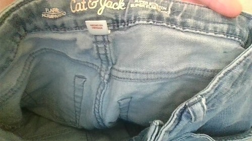 Cat & Jack Size 10 Super Stretch Flared Heart Pocket Jeans Interior Adjusters - Picture 10 of 13