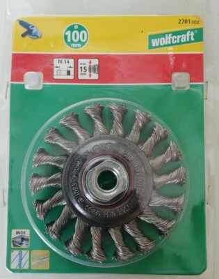Scheiben-Drahtbürsten Inox Ø 100 mm gezopft  wolfcraft