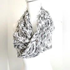 Collection Eighteen Abstract Animal Print Infinity Scarf Gray White Circle Loop
