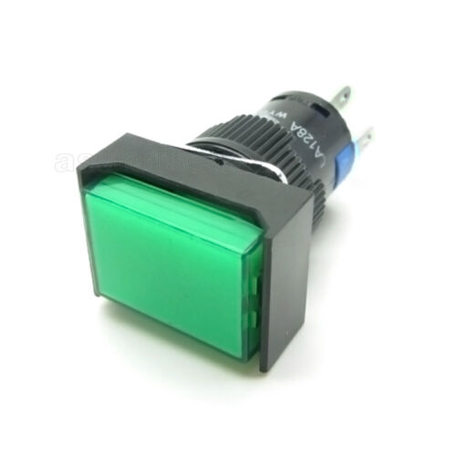 25 × Green 16mm Push Button Switch Momentary Rectangle DC 12V LED Light Bulk Lot - Picture 2 of 8
