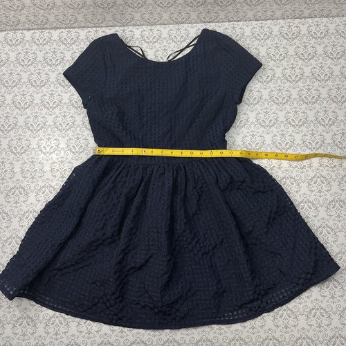 Vestido Forever 21 Azul Marino Manga Gorra Doble Capa Línea A Hasta la Rodilla Para Mujer’s M - Imagen 4 de 12