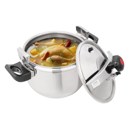 13.39*16.34in Silver Round 23.25Qt 201 Stainless Steel Pressure Cooker W/ Sponge - Picture 13 of 24