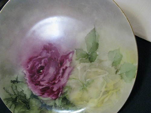 W.G. Limoges & Co. France Painted Floral Porcelain Plate #2 Signed Tompkins - Picture 3 of 10
