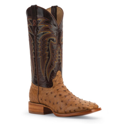 R. Watson Men's Antique Saddle Full Quill Ostrich Boots RW4603-2