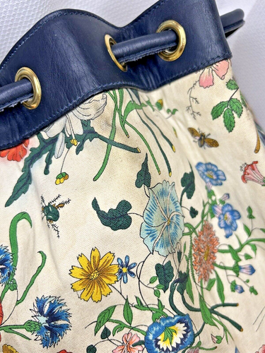 **Not Acquirable‼ Very Rare!**Vintage Gucci Flora Drawstring Bag Backpack Canvas - Picture 8 of 20