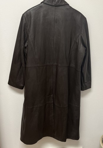 Gabardina abotonada de cuero marrón oscuro forro con cremallera centígrado para mujer 1X - Imagen 6 de 12