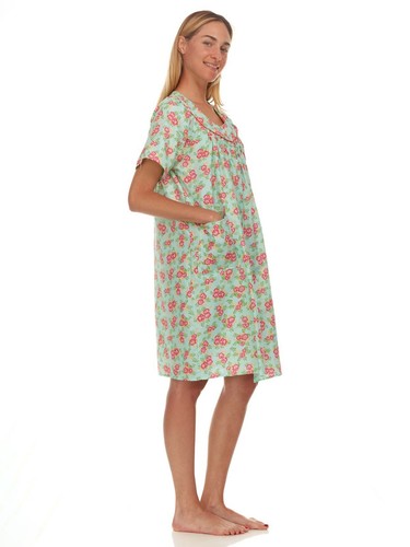 2020 Women Snap Front Duster Short Sleeve Female Nightgowns & Sleepshirts - Picture 11 of 25