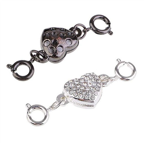 2 Set Jewelry Making Connectors End Clip DIY Rhinestone Heart Magnetic Clasp - Picture 3 of 13