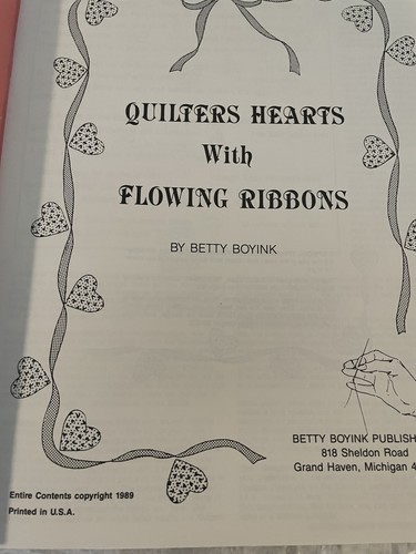 Libro Quilters Corazones con Cintas Fluyentes de Betty Boyink (1989) Diseños de Edredón - Imagen 3 de 3
